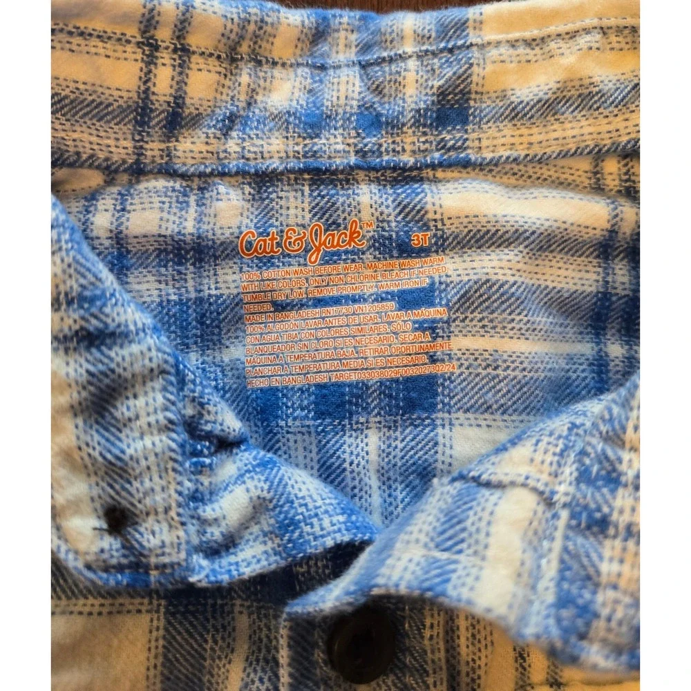OshKosh B'gosh & Cat & Jack Toddler Boys 3T Button Down Shirt Lot Pine Plaid